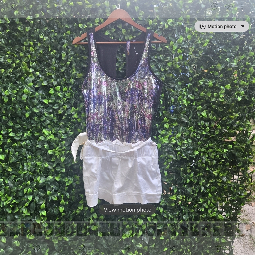 Sequin‎ Tank Romper with White Skirted Shorts
